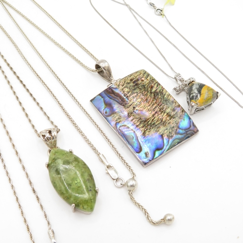 191 - Collection of Sterling Silver Necklaces inc Gemstone - 29.1g