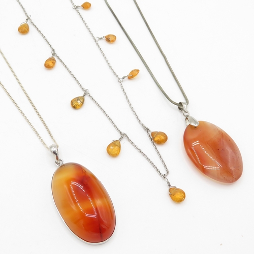 196 - Collection of Sterling Silver Necklaces inc Gemstone - 28.2g