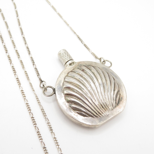 198 - Antique Sterling Silver Perfume Bottle Pendant on Chain - 20.1g