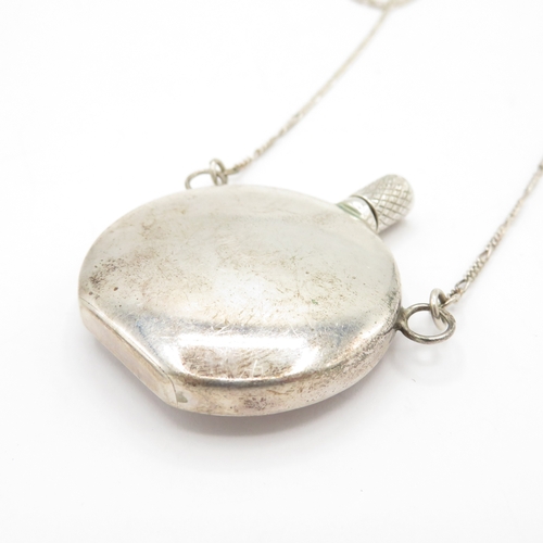 198 - Antique Sterling Silver Perfume Bottle Pendant on Chain - 20.1g