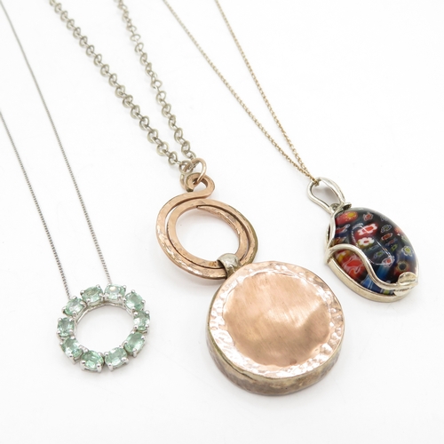 202 - Collection of Sterling Silver Necklaces inc Gemstone - 25.2g