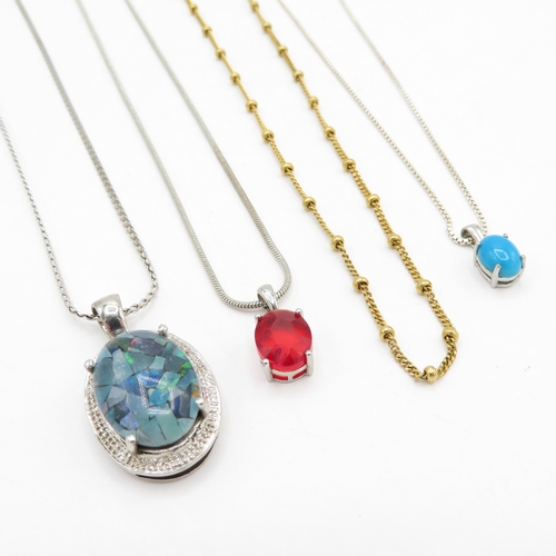 207 - Collection of Sterling Silver Necklaces inc Gemstone - 21.5g