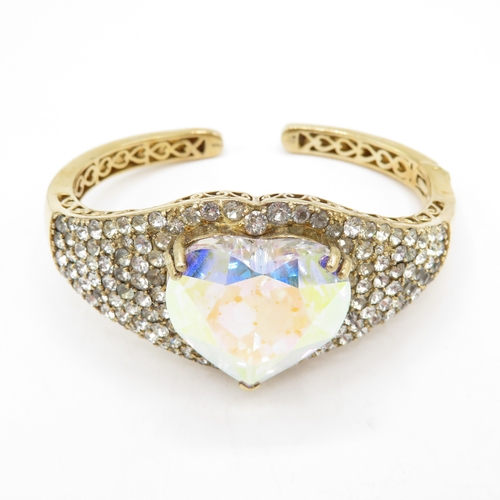 213 - Sterling Silver 925 Gemset Cuff Bangle - 56g