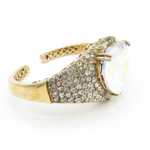 213 - Sterling Silver 925 Gemset Cuff Bangle - 56g