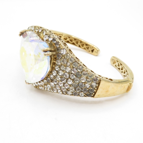 213 - Sterling Silver 925 Gemset Cuff Bangle - 56g