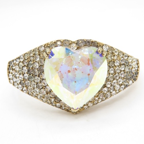 213 - Sterling Silver 925 Gemset Cuff Bangle - 56g