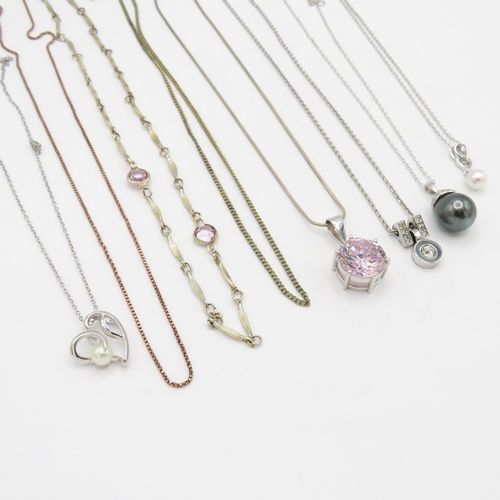 215 - Collection of Sterling Silver Necklaces inc Gemstone - 29.7g