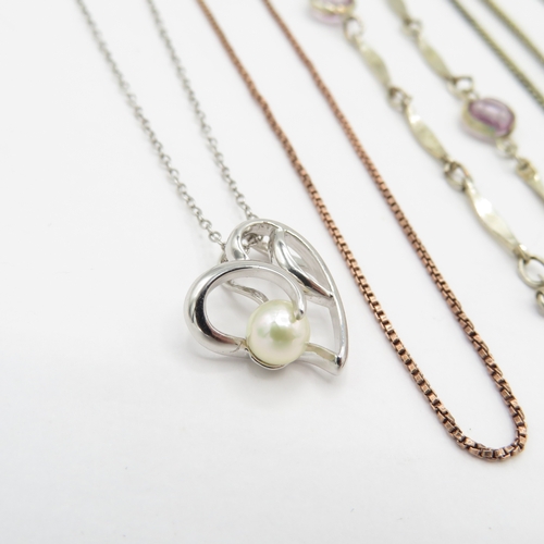 215 - Collection of Sterling Silver Necklaces inc Gemstone - 29.7g