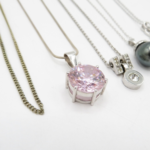 215 - Collection of Sterling Silver Necklaces inc Gemstone - 29.7g