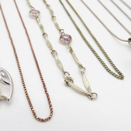 215 - Collection of Sterling Silver Necklaces inc Gemstone - 29.7g