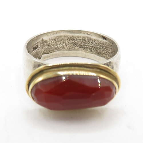 217 - 9ct Gold and Sterling Silver 925 Gemset Ring, Size T - 6.3g