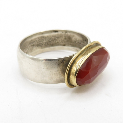 217 - 9ct Gold and Sterling Silver 925 Gemset Ring, Size T - 6.3g