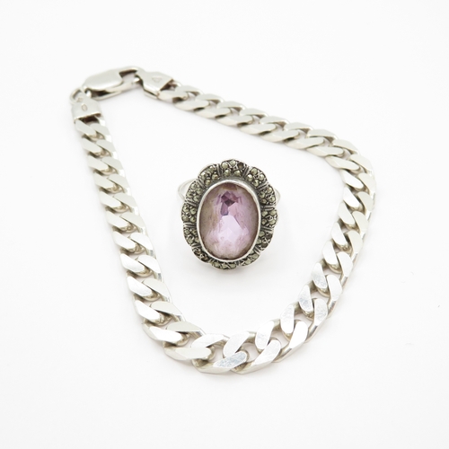 240 - Sterling Silver bracelet and ring 23.3g.