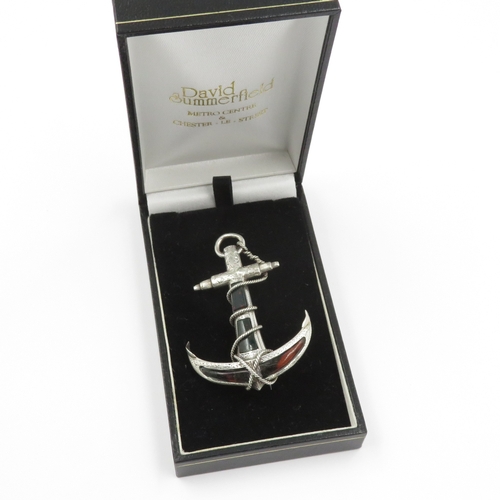 242 - Scottish revival agate and Sterling silver anchor brooch 11.2g