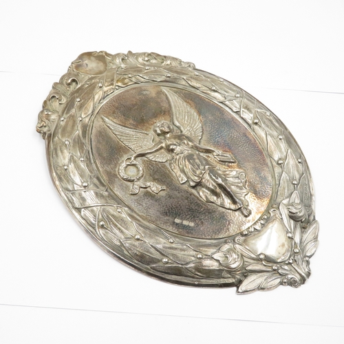 256 - Large hallmarked silver plaque 29cm high x 20cm wide. 578g