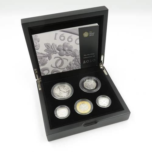 299 - The Royal Mint 2010 Silverproof 5 coin set