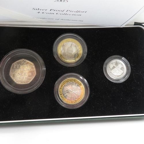 301 - The Royal Mint 2005 Silverproof Piedfort 4 coin set
