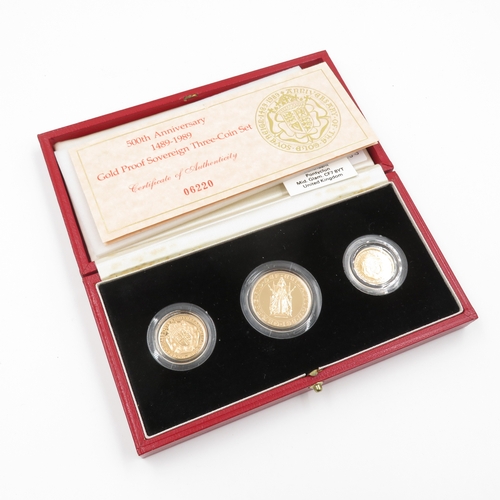 302 - The Royal Mint 1989 Goldproof anniversary 3 coin set