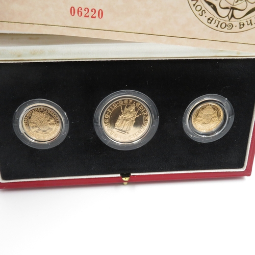 302 - The Royal Mint 1989 Goldproof anniversary 3 coin set