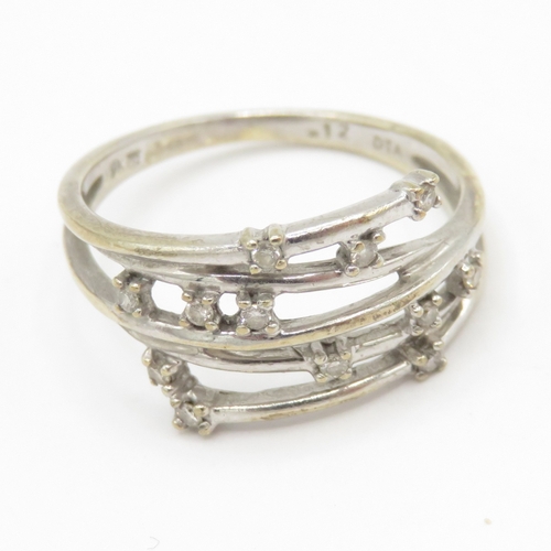 114 - 9ct white gold diamond dress ring (2.5g) Size O