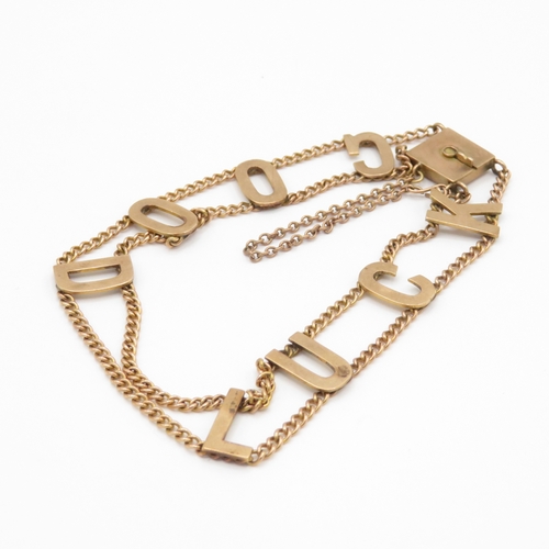 56 - 9ct gold antique 'GOODLUCK' bracelet (7.1g)