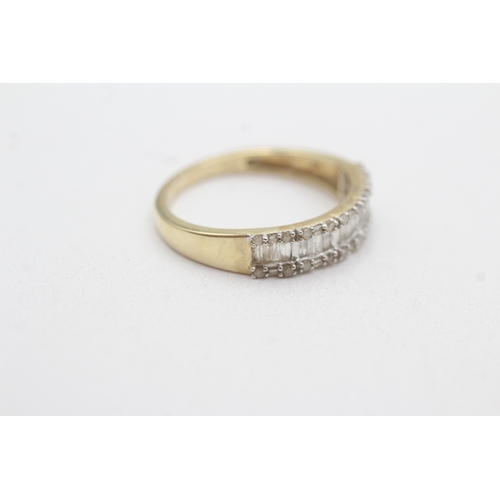 140 - 9ct gold vari-cut diamond half eternity ring (3g) Size S