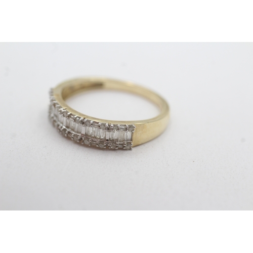 140 - 9ct gold vari-cut diamond half eternity ring (3g) Size S