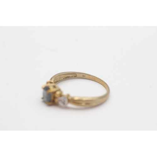 20 - 9ct gold sapphire diamond dress ring (2.2g) Size N 1/2