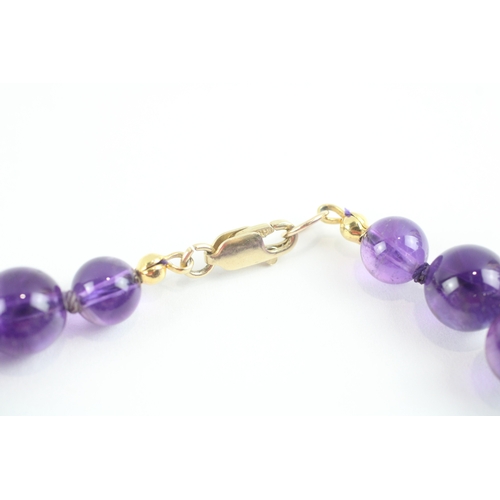 6 - 14ct gold clasp amethyst beads necklace and bracelet (70.3g)