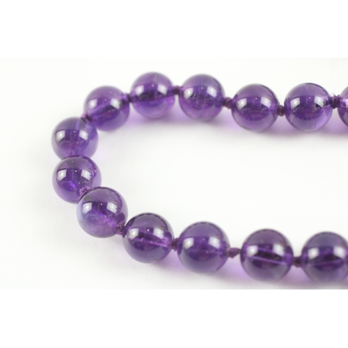 6 - 14ct gold clasp amethyst beads necklace and bracelet (70.3g)