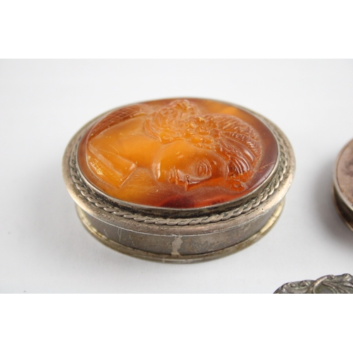 277 - 4 x Antique / Vintage .925 Sterling Silver Pill / Trinket Boxes 83g