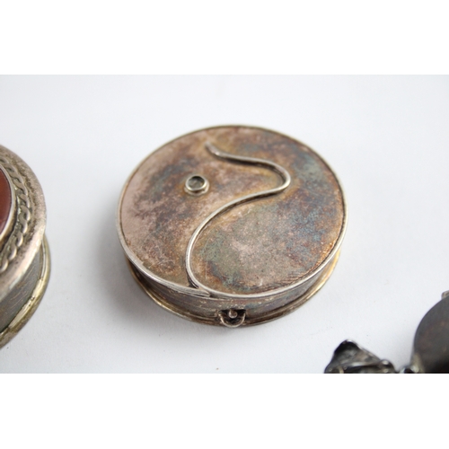 277 - 4 x Antique / Vintage .925 Sterling Silver Pill / Trinket Boxes 83g