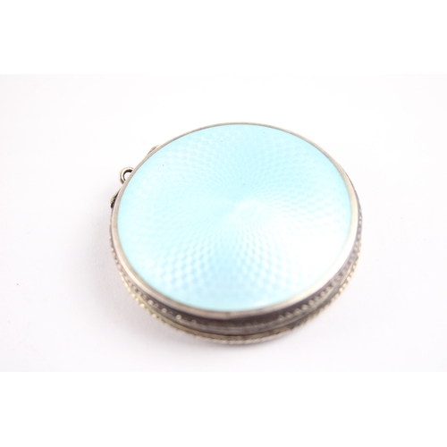 286 - Vintage .925 Sterling Silver Ladies Vanity Compact w/ Guilloche Enamel 42g