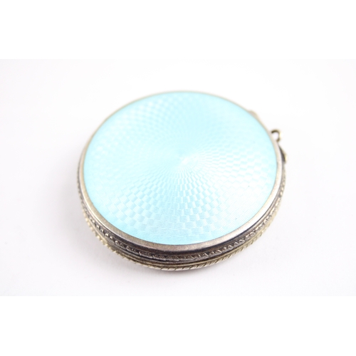 286 - Vintage .925 Sterling Silver Ladies Vanity Compact w/ Guilloche Enamel 42g