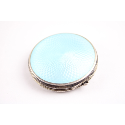 286 - Vintage .925 Sterling Silver Ladies Vanity Compact w/ Guilloche Enamel 42g