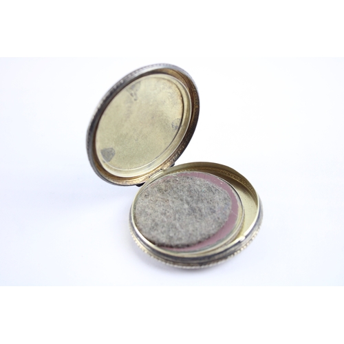 286 - Vintage .925 Sterling Silver Ladies Vanity Compact w/ Guilloche Enamel 42g