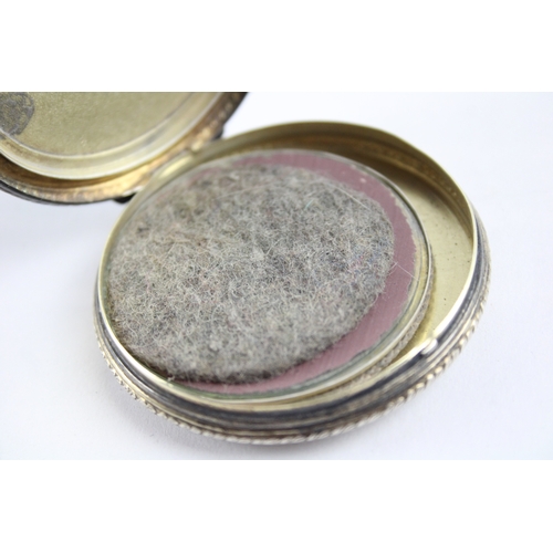 286 - Vintage .925 Sterling Silver Ladies Vanity Compact w/ Guilloche Enamel 42g