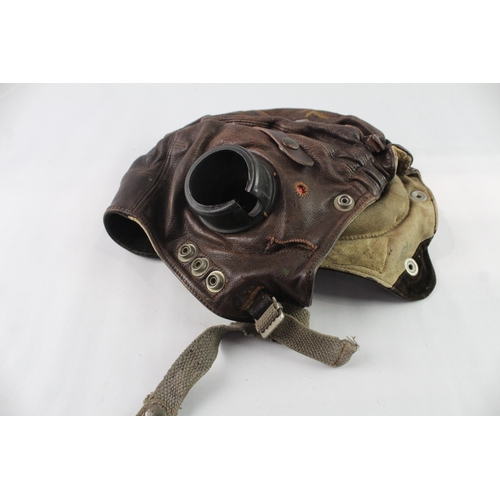 319 - WW2 Era C Type RAF Leather Flying Helmet Cap