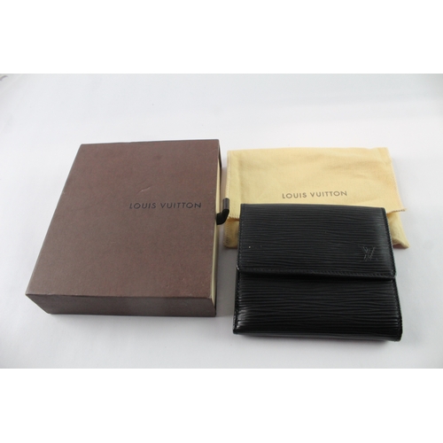 328 - Louis Vuitton Epi Leather Bi-fold Black Wallet W/ Original Box & Dust Cover