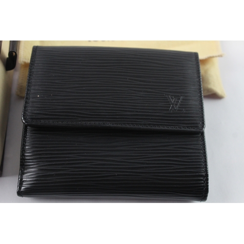 328 - Louis Vuitton Epi Leather Bi-fold Black Wallet W/ Original Box & Dust Cover