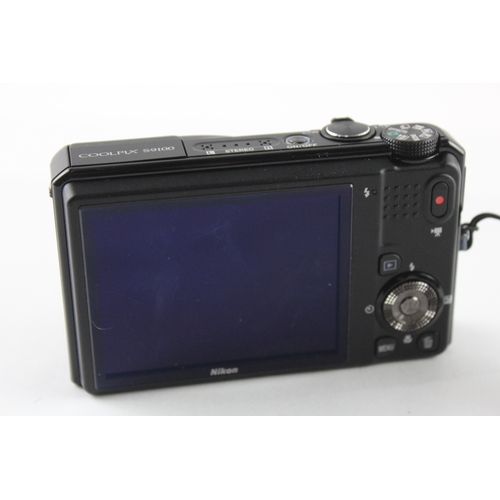 360 - Nikon Coolpix S9100 Digital Compact Camera Working w/ Nikkor 18x Wide Zoom Lens