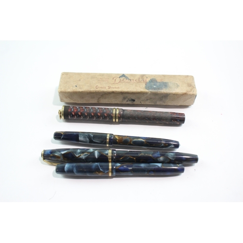 375 - 4 x Vintage Conway Stewart Fountain Pens 14ct Gold Nibs Inc Dandy, 550 Etc