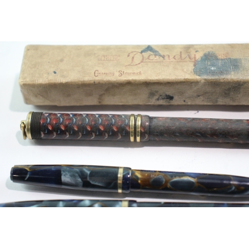 375 - 4 x Vintage Conway Stewart Fountain Pens 14ct Gold Nibs Inc Dandy, 550 Etc