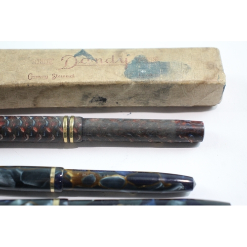 375 - 4 x Vintage Conway Stewart Fountain Pens 14ct Gold Nibs Inc Dandy, 550 Etc