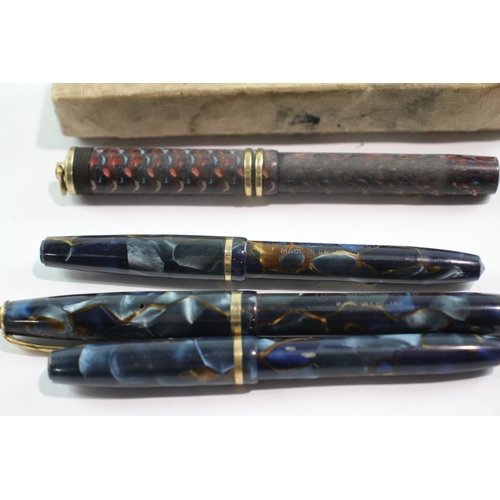 375 - 4 x Vintage Conway Stewart Fountain Pens 14ct Gold Nibs Inc Dandy, 550 Etc