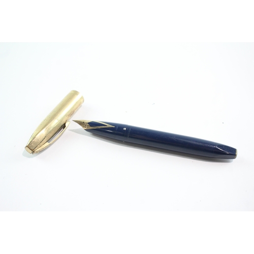 381 - Vintage Sheaffer PFM Pen For Pen Navy Fountain Pen 14ct Gold Nib WRITING