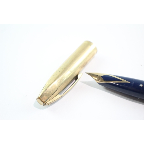 381 - Vintage Sheaffer PFM Pen For Pen Navy Fountain Pen 14ct Gold Nib WRITING
