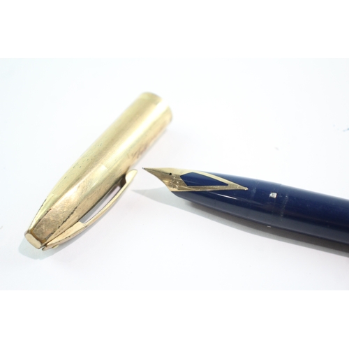 381 - Vintage Sheaffer PFM Pen For Pen Navy Fountain Pen 14ct Gold Nib WRITING