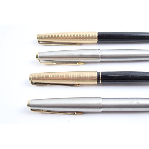 382 - 4 x Vintage Parker 61 Fountain Pens 14ct Gold Nibs WRITING Inc Gold Plate Cap