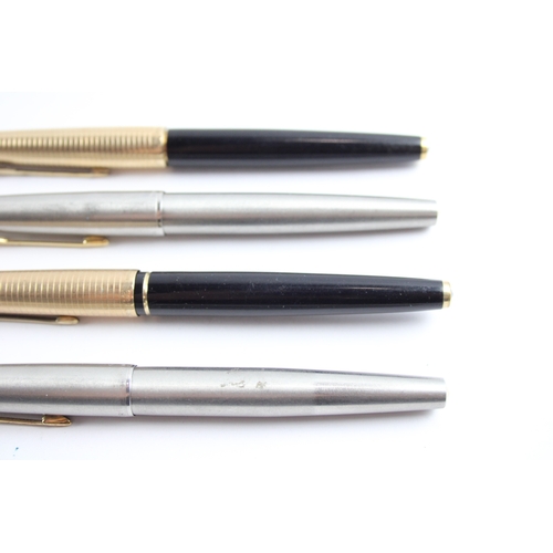 382 - 4 x Vintage Parker 61 Fountain Pens 14ct Gold Nibs WRITING Inc Gold Plate Cap